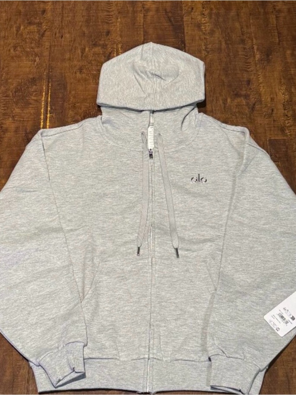 ALO Yoga Unisex Light Gray Full-Zip Hoodie Jacket